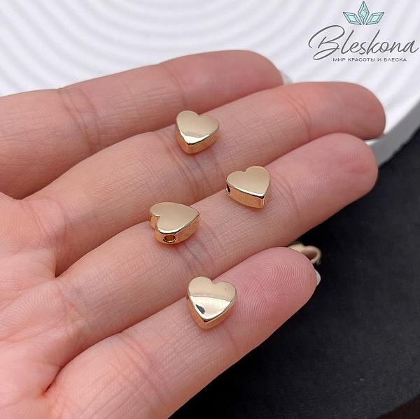 8 мм Цвет золото, Бусина сердце гладкое