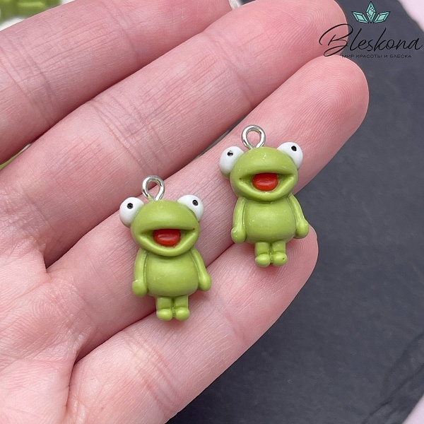 22*13 мм Цвет серебро,  Подвеска Лягушка