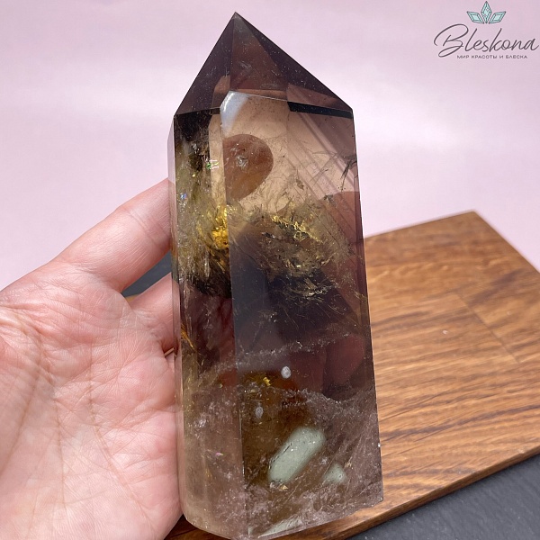 Цитрин с раухтопазом кристалл огранка 13*5 см