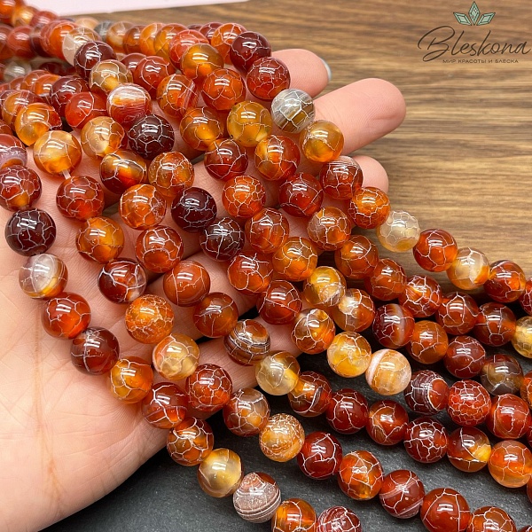 Агат Кракле светло-коричневый 10 мм