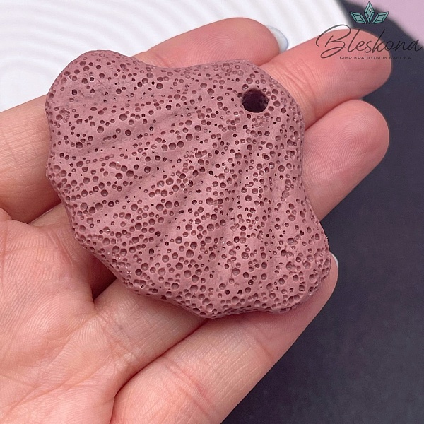 Лава Вулканическая Подвеска ракушка розовая  45*58 мм