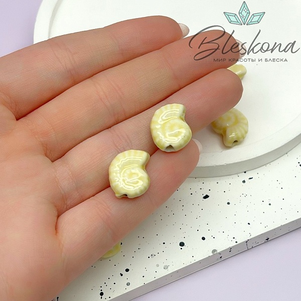 15*12 мм Бусина Аммонит, керамика цвет бежевый