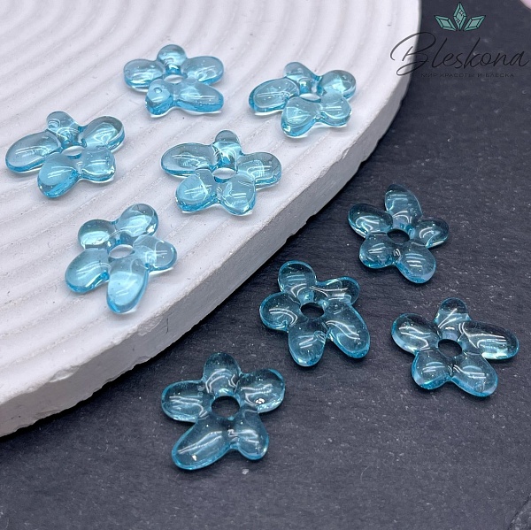 20*16 мм Подвеска цветок прозрачно- голубой