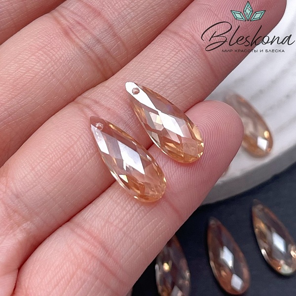 18*7 мм, Подвеска Циркон капля шампань №1 (кубический цирконий, фианит) 