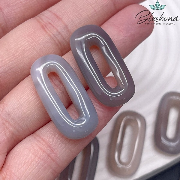 30*14 мм Подвеска овал Агат Серый