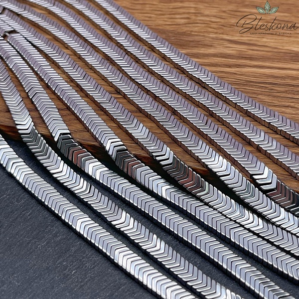 6*3мм Гематин имитация, цвет темное серебро, стрелки