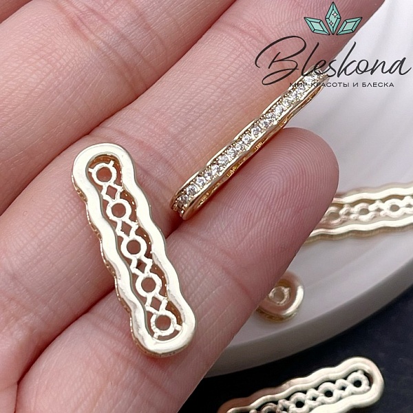 25*7 Цвет золото, Бусина разделитель 5 рядов цирконы 