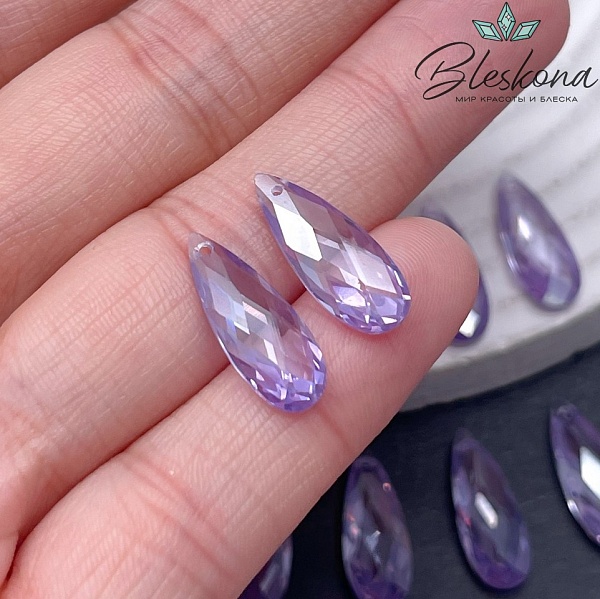 18*7 мм, Подвеска Циркон капля лиловая №1 (кубический цирконий, фианит) 