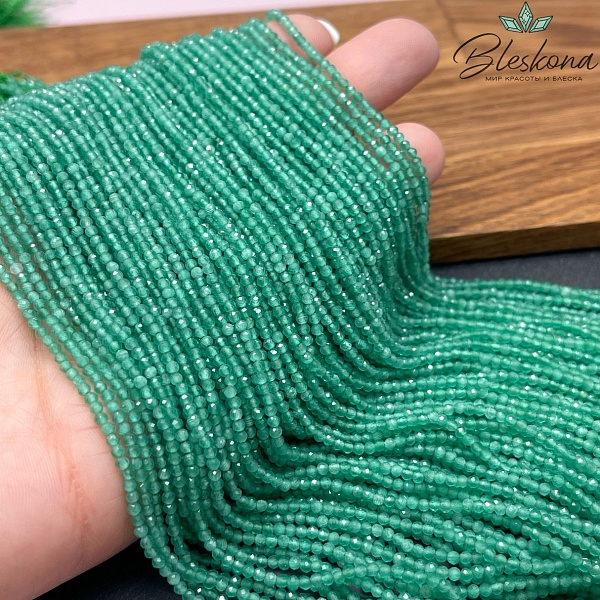 Кошачий глаз темно-зеленый микроогранка (имитация) 2 мм