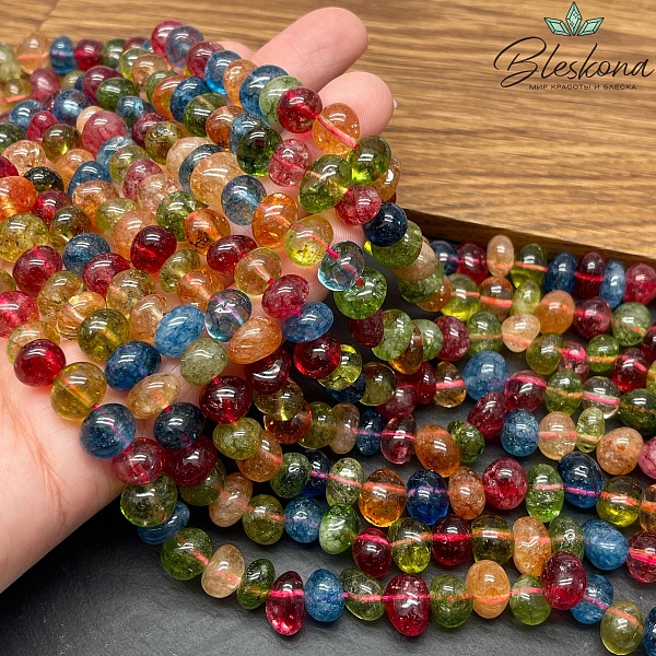 Кварц тонированный микс галтовка (6-7)*(9-10)  мм