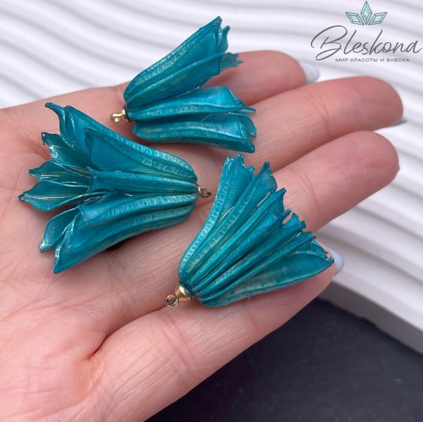 28-33 мм Подвеска Колокольчик в эпоксидной смоле бирюзовый