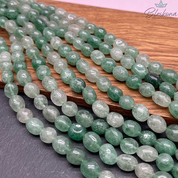  Кварц клубничный зеленый галтовка (10-10,5)*(9-9,5) мм