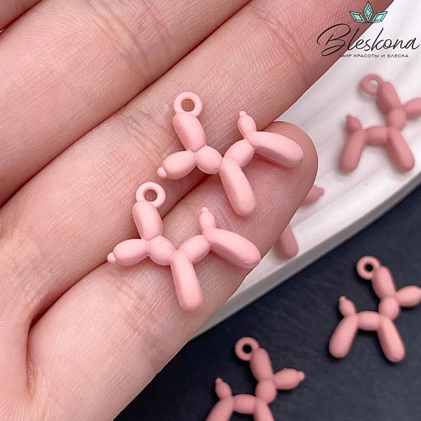 14*18 мм, Подвеска пудель розовая эмаль матовая