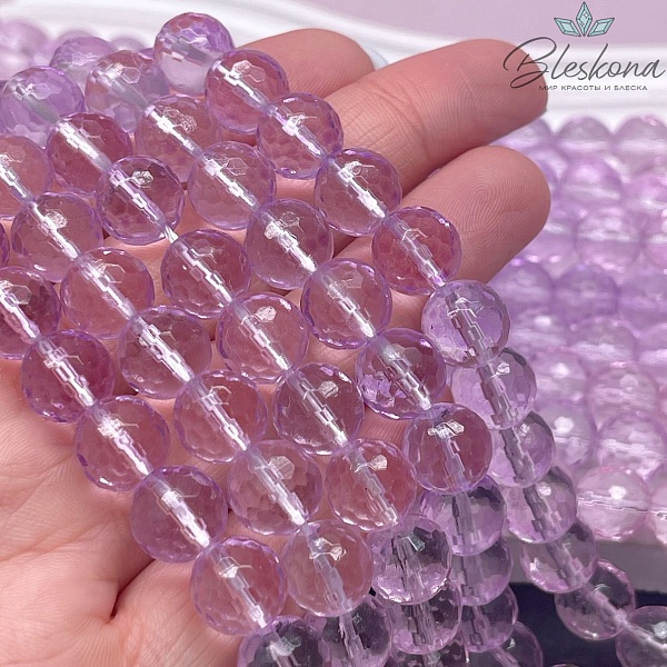 Бусины стекло фиолетово-розовый градиент 10 мм