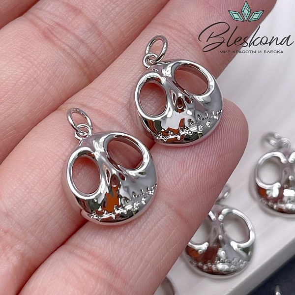 16,5*14 мм Цвет серебро, Подвеска Тыква Хэллоуин