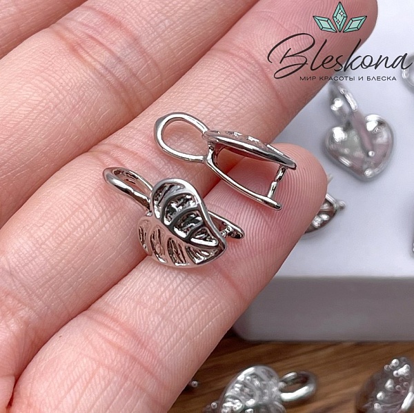 19*11 мм Цвет серебро, Бейл Зажимной лист монстеры