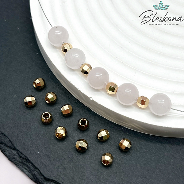 4,5 мм Цвет золото, Бусина огранка уп.10 шт.