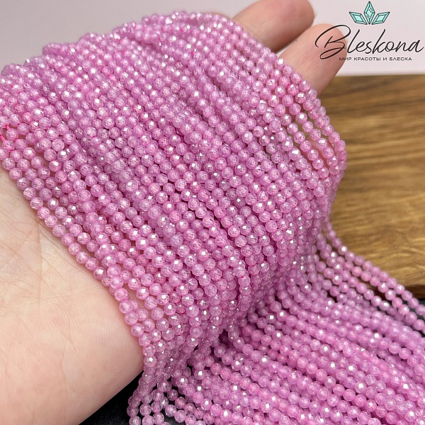 Циркон Glow лиловый огранка 3 мм (кубический цирконий, фианит) 