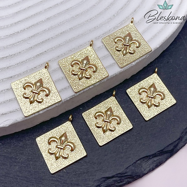 25*22 мм Цвет золото, Подвеска Лилия ромб 