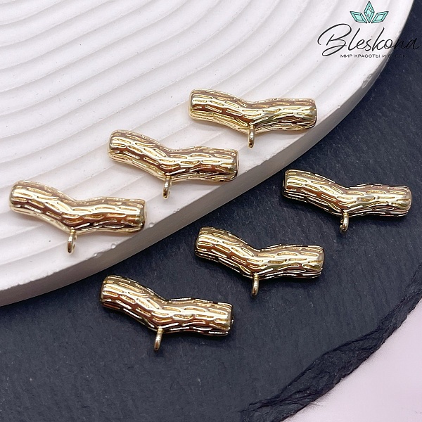 25*6 мм Цвет золото, Бейл трубочка фактурная разъемное кольцо