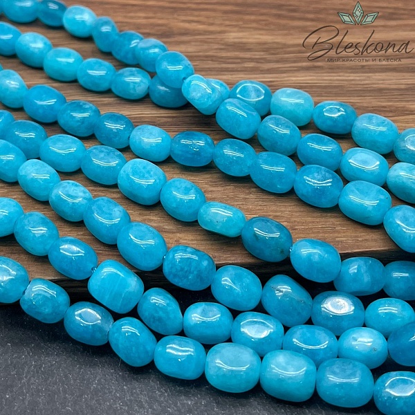  Кварц тонированный бирюзовый галтовка 10*8 мм
