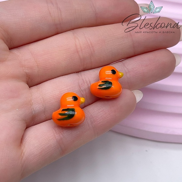 12*12,5 мм Керамика бусина уточка оранжевая