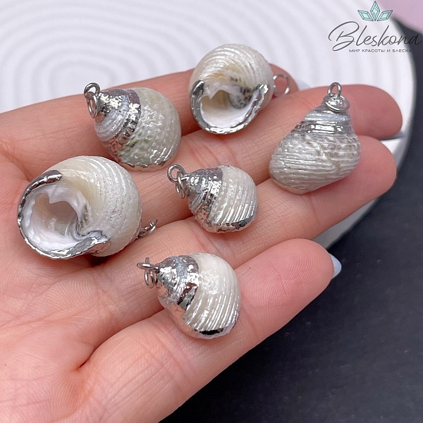 (18-24)*(16-19) мм Подвеска Ракушка бело-зеленая