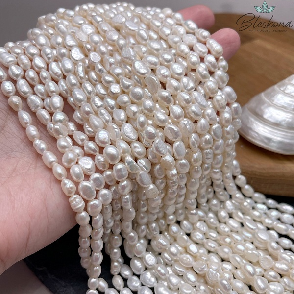 Жемчуг барочный рис белый 5,5 мм 