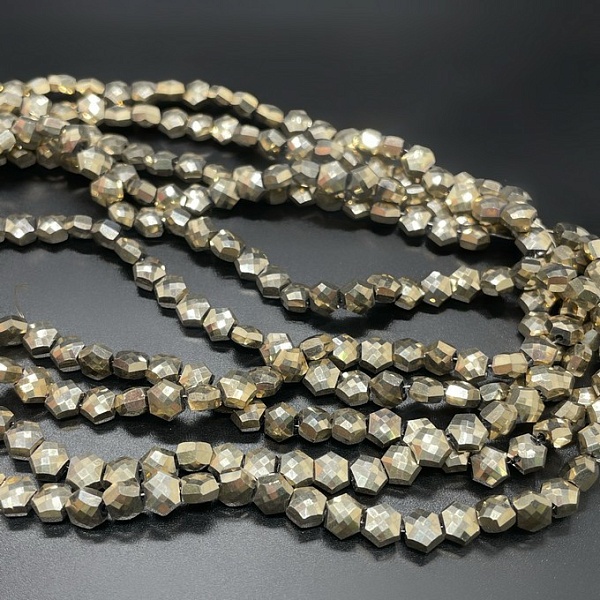 5*6 мм Стекло Lux, шестиугольник, цвет золото
