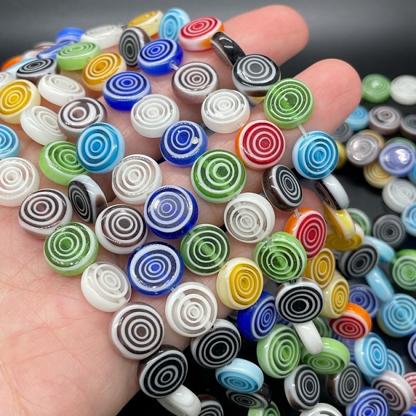 Муранское стекло  круг спираль 10 мм