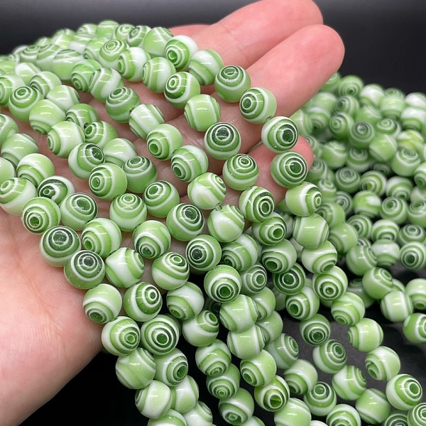 Муранское стекло зеленое спираль 8мм