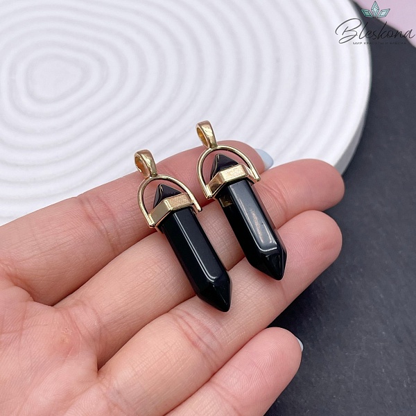 42*9 мм Цвет золото, Подвеска маятник Агат черный