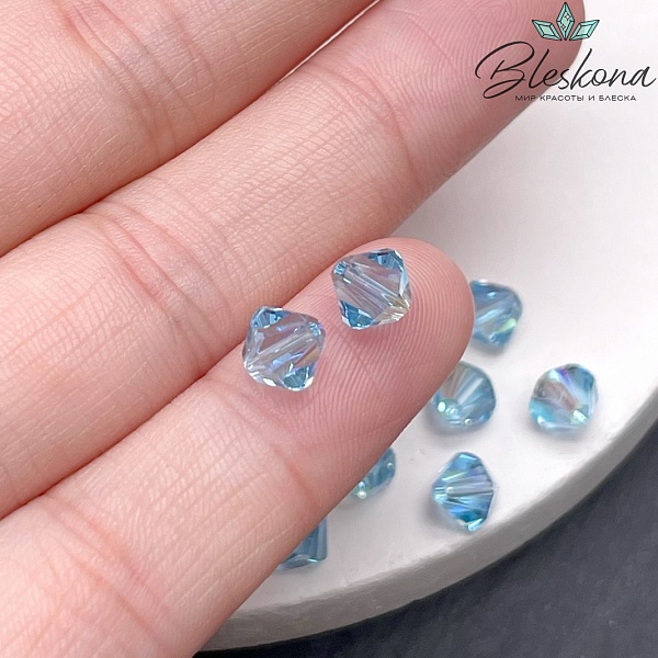 5328 Xilion Bicone 6 mm Aquamarine Shimmer уп. 10шт