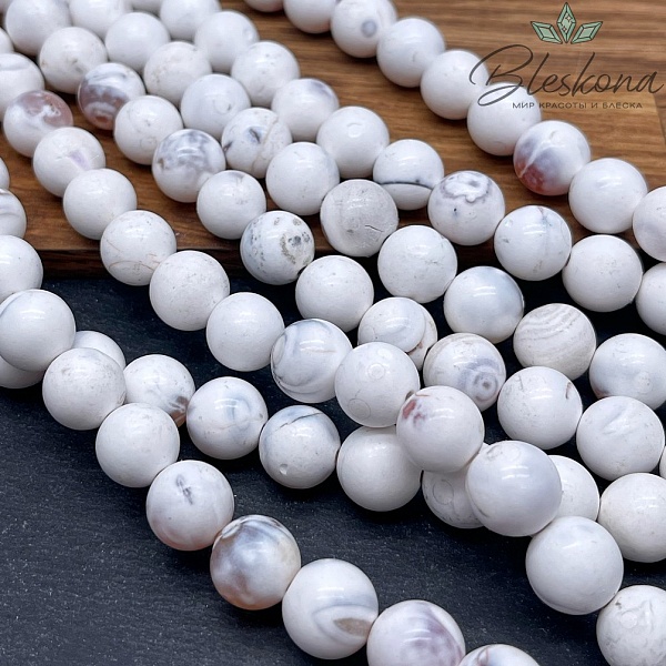 Агат белый с узором №1 12,5 мм