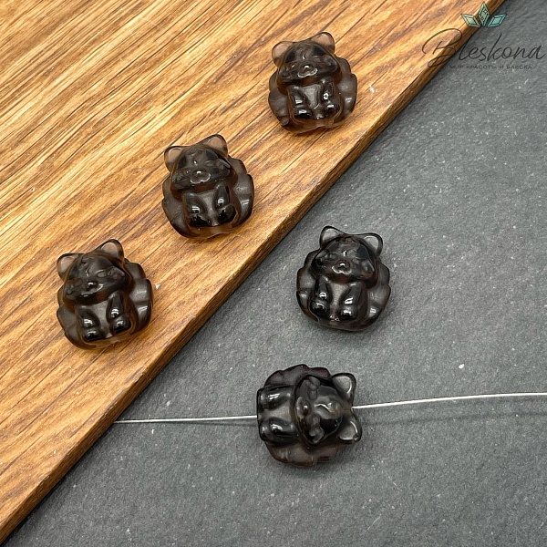 17 мм Резная Бусина Девятихвостая Лиса Раухтопаз