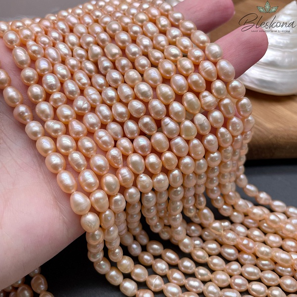 Жемчуг рис персиковый 5-5,5 мм 