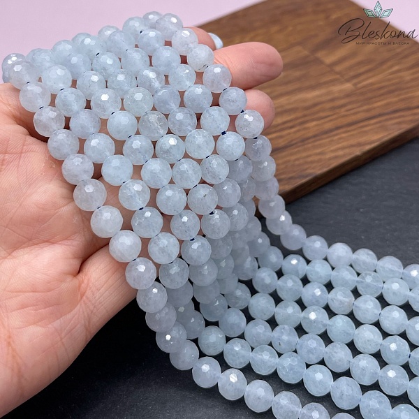 8 мм Аквамарин шар круглая огранка №1