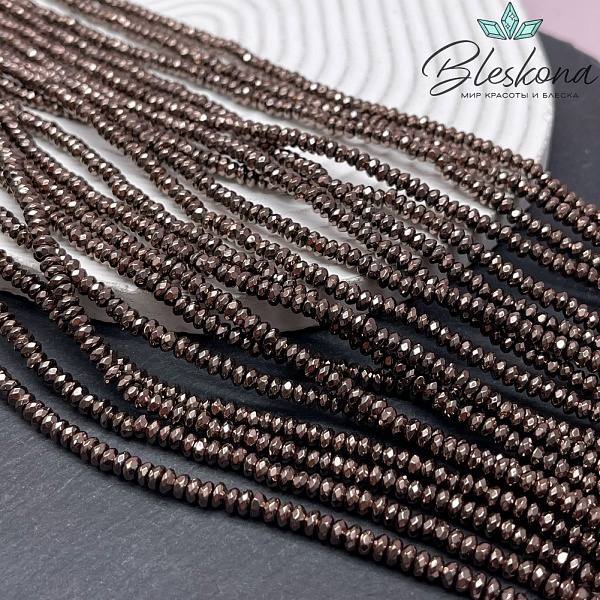 4*2 мм Гематин рондели, цвет коричневый №1 (шоколадный)