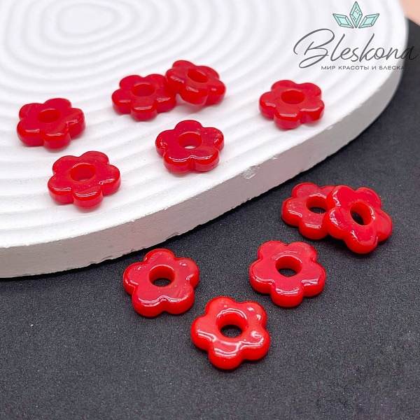 15 мм Подвеска цветок красный