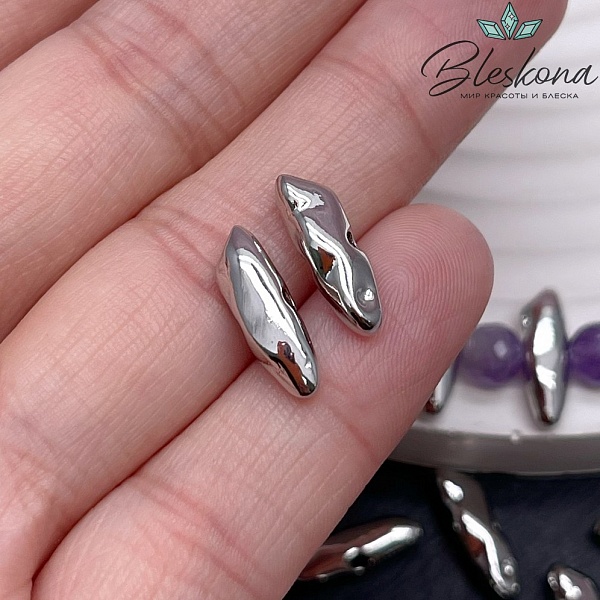 4,5*14,5 мм Цвет серебро, Бусина фриформ 