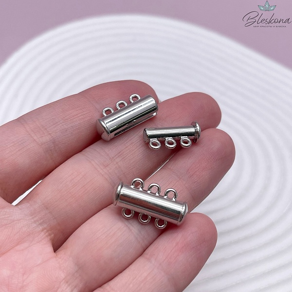 20*11 мм Замок Магнитный на 3 ряда ,цвет серебро 