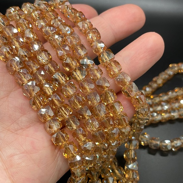 6.5 мм Стекло Lux, куб огранка, цвет персиковый