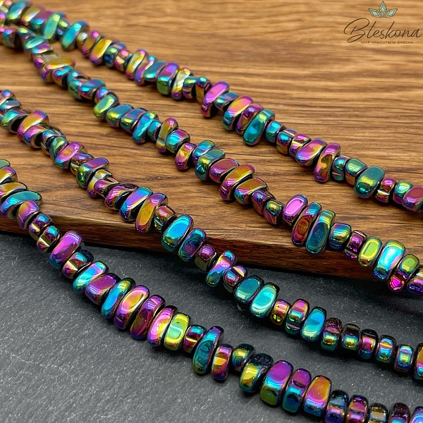 9-12мм Гематин сколы шлифованные №1, цвет хамелеон, имитация