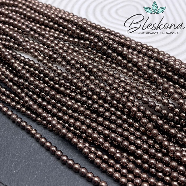 4 мм Гематин имитация, цвет коричневый №1 (шоколадный)