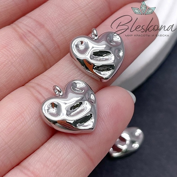 15мм Цвет серебро, Подвеска сердце с впадинами