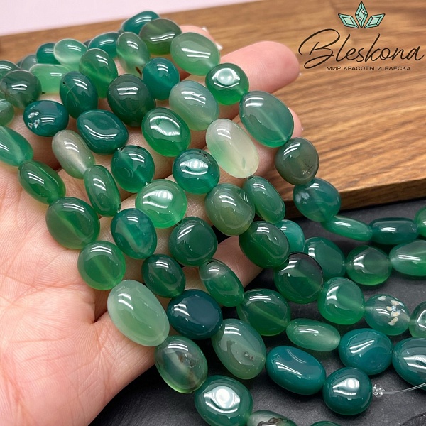 10-12 мм Агат зеленый тонированный галтовка 