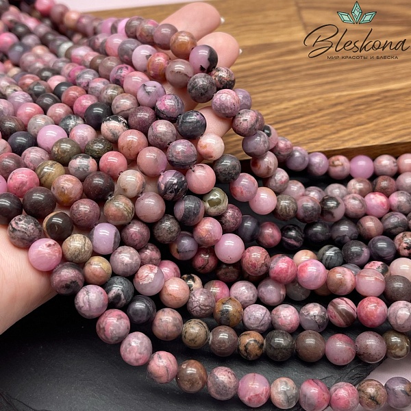 Родонит черно-розовый 8,5 мм №3