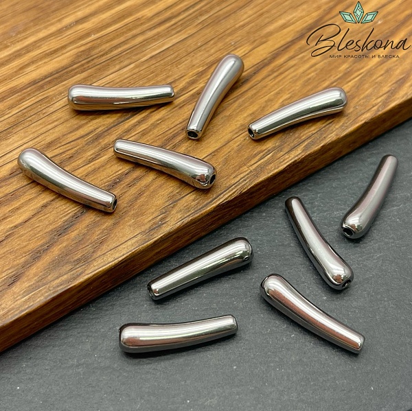 20*5 мм Бусина трубочка, Цвет серебро 