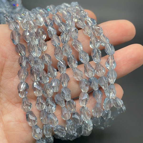 6*8 мм Стекло Lux, ракушка, цвет серо- голубой