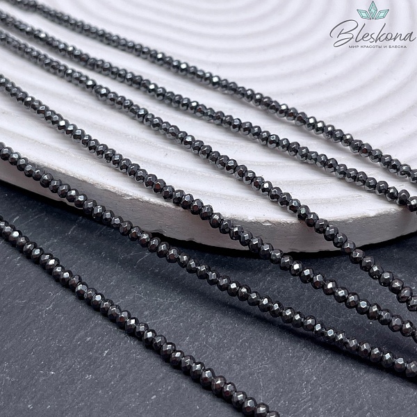 3*2мм Гематин имитация, рондель алмазная огранка